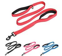 MEKEET Large Dog Lead Leash, 1.5m Double Handles Dog Lead Heavy Duty Strong Nylon Reflective Dog Leash with 2 Padded Handles Extra Traffic Lead for Safety Training Walking Medium Large Pets