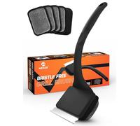 MEKER Grill Brush Bristle Free, Grill Cleaner Brush with 5 BBQ Replacement Head for Cast Iron, Stainless Steel Grates, Safe Grill Scraper Outdoor BBQ Grill, Black