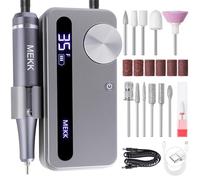 MEKK Nail Drill Kit,35000RPM Electric Nail Drill Professional Electric Nail File with 12PCS Bits,Anti-Shaking Cordless E Filer for Nails,Home & Salon(Sliver)