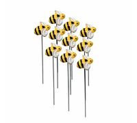 MEKLITRZ 10Pcs Bee Garden Stakes Decor, Metal Yard Art Ornaments Front Yard Art Stick Floral Picks, Spring Summer Resin Bumblebees Garden Stakes Outdoor Lawn Pathway Patio Plant Pot