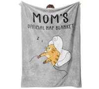 MEKLITRZ Flannel Blanket with Cat Pattern - Cozy Sofa Blanket for The Living Room, for Birthday, Christmas, Father's Day(Mom-light gray,100x150cm)