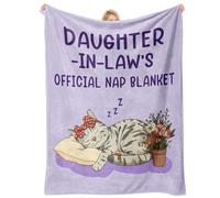 MEKLITRZ Flannel Blanket with Cat Pattern - Cozy Sofa Blanket for The Living Room, for Birthday, Christmas, Father's Day(Daughter-in-law,100x130cm)