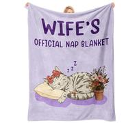 MEKLITRZ Flannel Blanket with Cat Pattern - Cozy Sofa Blanket for The Living Room, for Birthday, Christmas, Father's Day(Wife,130x150cm)