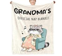 MEKLITRZ Flannel Blanket with Cat Pattern - Cozy Sofa Blanket for The Living Room, for Birthday, Christmas, Father's Day(Grandma,100x150cm)