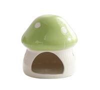 MEKLITRZ Hamster Hideout, Ceramic Mushroom Shape Hamster House And Habitats,Cool Bed Ideal For All Season,Aquarium Mushroom House Betta Fish Tank Accessory Decor(Green)