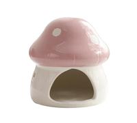 MEKLITRZ Hamster Hideout, Ceramic Mushroom Shape Hamster House And Habitats,Cool Bed Ideal For All Season,Aquarium Mushroom House Betta Fish Tank Accessory Decor(Pink)