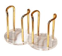 MEKLITRZ Paper Cup Dispenser With Acrylic Base, Disposable Cupse Dispenser, Coffee Cups Hold Organizer, (Under 3.35in Diameter) for Office Gym School Party Cafes Bar Restaurant(Gold,Double style)