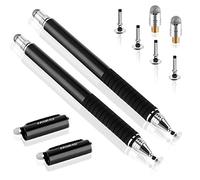 MEKO 2-in-1 Stylus Precision Disc Styli Touch Screen Pen with 3 Replaceable Tips for iPads, Tablets, iPhones, Smartphones, Samsung Galaxy Note/Tab (Black*2)