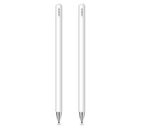 MEKO 2-in-1 Touch Pen with Disc Tip and Magnetic Cap - White+White | Stylus Pen for iPhone/iPad/Samsung/Surface/Huawei/Chromebook; for touch screen tablets for writing and drawing