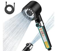 MEKO Hard Water Filter Shower Head with 15 Stage Filter, 3+1 Spray Jet Modes High Pressure Shower Head and 1.5m Hose, Handheld Massage Shower Filter for Residual Chlorine Remove (Black)
