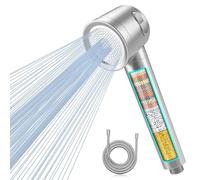 MEKO Hard Water Filter Shower Head with 3 Modes, 15 Layers Filtration Water Saving High Pressure Shower Heads and 1.5m Hose, Massage Shower Filter for Residual Chlorine Remove Silver