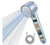 MEKO Hard Water Filter Shower Head with 3 Modes, 15 Layers Filtration Water Saving High Pressure Shower Heads and 1.5m Hose, Massage Shower Filter for Residual Chlorine Remove Blue