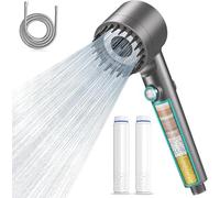 MEKO High Pressure Filter Shower Head for Hard Water UK,1.5m Hose,3+1 Modes