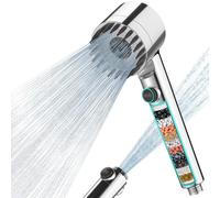 MEKO High Pressure Filter Shower Head for Hard Water UK,1.5m Hose,3+1 Modes
