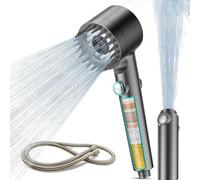 MEKO High Pressure Filter Shower Head for Hard Water UK,1.5m Hose,3+1 Modes