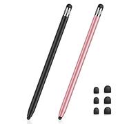 MEKO Stylus Pens for Touch Screens, Universal Tablet Pen Capacitive 2 in 1 Stylus for iPhone/iPad/pro/Mini/Air/Samsung/Tablet (Black + Rose Gold)