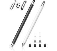 MEKO Stylus Pens for Touch Screens, 3 in 1 Magnetic Rubber,Fiber,Disc Tips | 2Pack Universal High Sensitivity Stylus for iPad/Pro/Air/Mini/iPhone/Samsung/Google/Motorola, For Drawing Black+White