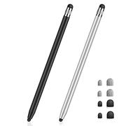 MEKO Stylus Pens for Touch Screens, Universal Tablet Pen Capacitive 2 in 1 Stylus for iPhone/iPad/pro/Mini/Air/Samsung/Tablet (Black+Silver)