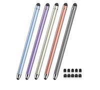 MEKO Universal 2 in 1 Stylus Pens for Touch Screens with Rubber Tip 5Pack