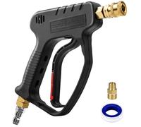 MEKOH High Pressure Washer Short Gun, 5000 PSI 12 GPM Industrial Pressure Power Water Spray Gun, with 5 Nozzle Tips, 1/4'' Outlet, 3/8'' Quick Connect,M22-14mm Fitting, PTFE Tape and Car Sponge