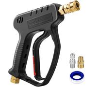 MEKOH High Pressure Washer Short Gun, 5000 PSI 12 GPM Industrial Pressure Power Water Spray Gun, with 5 Nozzle Tips, 1/4'' Outlet, 3/8'' Quick Connect,M22-14mm Fitting, PTFE Tape and Car Sponge