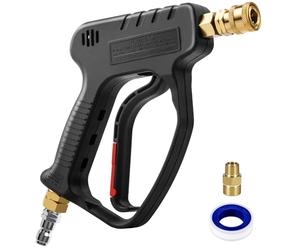 MEKOH High Pressure Washer Short Gun, 5000 PSI 12 GPM Industrial Pressure Power Water Spray Gun, with 5 Nozzle Tips, 1/4'' Outlet, 3/8'' Quick Connect,M22-14mm Fitting, PTFE Tape and Car Sponge