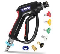 MEKOH Short Pressure Washer Gun with Swivel, 5000 PSI High Power Washer Spray Gun, 10 GPM Foam Gun with 3/8" Quick Connect, M22-14mm for Extension Wand, Hose, Pressure Washer Handle with 5 Nozzle Tips