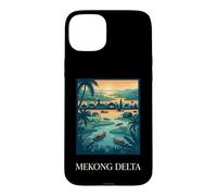Mekong Delta River Village Tropical Sunset Design Case for iPhone 15 Plus