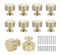 MEKOTRIN 10 Pack Knurled Cabinet Knobs, Gold Pulls Cabinet Drawer Dresser Cupboard Door Knobs, Aluminum Alloy Cabinet Handle with 2 Sizes Screws for Kitchen Wardrobe Dressing Table