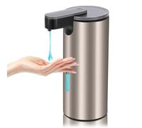 MEKOTRIN Automatic Hand Soap Dispenser Rechargable Touchless Stainless Steel Liquid Hand Wash Soap Dispenser with 3 Adjustable Level, Shower Gel Dispenser 330ML for Kitchen Bathroom Commercial Hotel