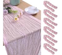 MEKOTRIN Cheesecloth Table Runner, 6 Pcs 35x120 Inches Boho Gauze Table Runner, Rustic Wedding Tablecloth, Dining Room Table Cover Fabric for Banquet Restaurant Birthday Party Decor(Rose,6 Pcs)
