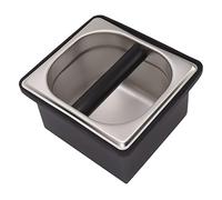 MEKOTRIN Coffee Knock Box - Stainless Steel Espresso Coffee Knock Box Container with Rubber Ring, Silicone Bar for Knocking Portafilter Filter Grinds, Barista Espresso Machine Accessories, M Size