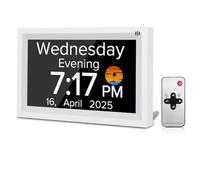 MEKOTRIN Dementia Clock - 7 Inch Day Digital Clock with Remote & Large Clear Display, Auto Dimming 9 Languages Non-Abbreviated Calendar Vitamin Reminders