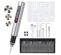 MEKOTRIN Electric Engraving Pen Kit, Mini Engraving Tool Rechargeable Engraver Machine with 10 Stencils & 33 Bits, Professional DIY Cordless Rotary Tool for Wood Glass Metal Stone Plastic Jewelry