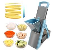 MEKOTRIN Mandoline Vegetable Slicer, Multifunctional Veg Chopper with 4 Cutter Modes Adjustable Thicknesses, Chopper, Slicer, Dicer, Julienne, Chip Veggies for Potatoes Carrot Cucumber(Blue)