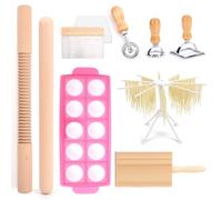 MEKOTRIN Pasta Maker Set - 10 PCS Pasta Making Tools Include Pasta Drying Rack Ravioli Stamp Cutters Gnocchi Board Rolling Pin Dumpling Ravioli Mould, Kitchen Tools Pasta Making Accessories