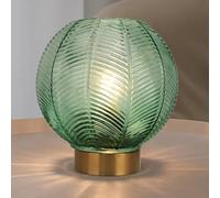 MEKOTRIN Rechargeable Table Lamp, Glass Bedside Lamp Romantic Night Light, Cordless Battery Operated Light for Bedroom Indoor Outdoor Living Room Dining Home Decor, Green