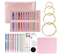 MEKOTRIN Tunisian Crochet Hooks Set with Interchangeable Metal Tunisian Crochet Needles 12 Sizes 3mm-10mm & 4 Cables for Afghan Blankets, Craft Accessories Set for Beginners, with Storage Bag