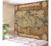 MEKPAM Home Decor Vintage World Map Tapestry Wall Hanging Decoration Living Room Bedroom 200X150CM/79X59 Inch