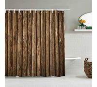 MEKPAM Shower Curtain Brown Cabin Log Wall Wooden From Old Building Construction Waterproof Bath Liners Hooks Included Bathroom Decorative Ideas Polyester Fabric Accessories 180X180cm/71X71 Inch