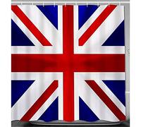 MEKPAM Shower Curtains Union Jack Flag Uk Cloth Fabric Bathroom Decor Set With Plastic Hooks 180X180cm/71X71 Inch