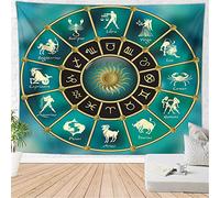 MEKPAM Tablecloth Altar Cloth Tapestry Wall Hanging Wheel Of The Zodiac Astrology Sun Moon Bedroom Room Decor Art 150X100CM/59X39 Inch