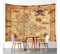 MEKPAM Treasure Map Tapestry Wall Hanging Pirates Sea History Theme Island Aesthetic Art Bedroom Decoration Room Decor Home 230X180Cm/90X71 Inch