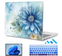 Mektron Case for 13.5" Microsoft Surface Laptop 5/4/3 with Metal Palm Rest Model 1951/1868, 2019/2021/2022 Release Plastic Hard Shell Cover with Screen Protector, Watercolor Blue Flower
