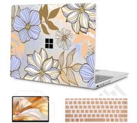 Mektron Case for 13.5" Microsoft Surface Laptop 5/4/3 with Metal Palm Rest Model 1951/1868, 2019/2021/2022 Release Plastic Hard Shell Cover with Screen Protector + Keyboard Cover, Abstract Floral