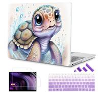 Mektron Case for 13.5" Microsoft Surface Laptop 5/4/3 with Metal Palm Rest Model 1951/1868, 2019/2021/2022 Release Plastic Hard Shell Cover with Screen Protector + Keyboard Cover, Cute Turtle