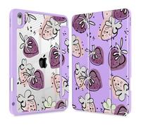 Mektron Case for 2025 iPad Air 13 inch M3 Cover Compatible 2024 iPad Air 13 inch M2 with Pencil Holder, Shockproof Clear Shell + Trifold Stand, Hand Draw Strawberry