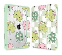 Mektron Case for iPad Air 11 inch (M3 2025 7th /M2 2024 6th), Compatible with iPad Air 10.9" (2022 5th Gen /2020 4th Gen), Buit in Pencil Holder with Shockproof Clear Shell, Lucky Clovers