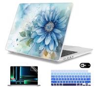 Mektron Case for MacBook Pro 14 inch 2024 2023 2021 Model M4 A3112 A3401 A3185 M3 A2918 A2992 M2 A2779 M1 A2442 Pro/Max, Plastic Hard Shell Case Cover for MacBook Pro 14 inch, Watercolor Blue Flower