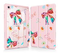 Mektron Case for Samsung Galaxy Tab S6 Lite 10.4 Inch 2024/2022/2020 with S Pen Holder, Multi-Angle Viewing with Shockproof Cover Clear Shell + Trifold Stand + Auto Wake/Sleep, Neon Bows-Pink